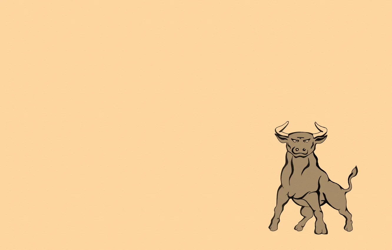 Photo wallpaper minimalism, horns, stand, bull, bull