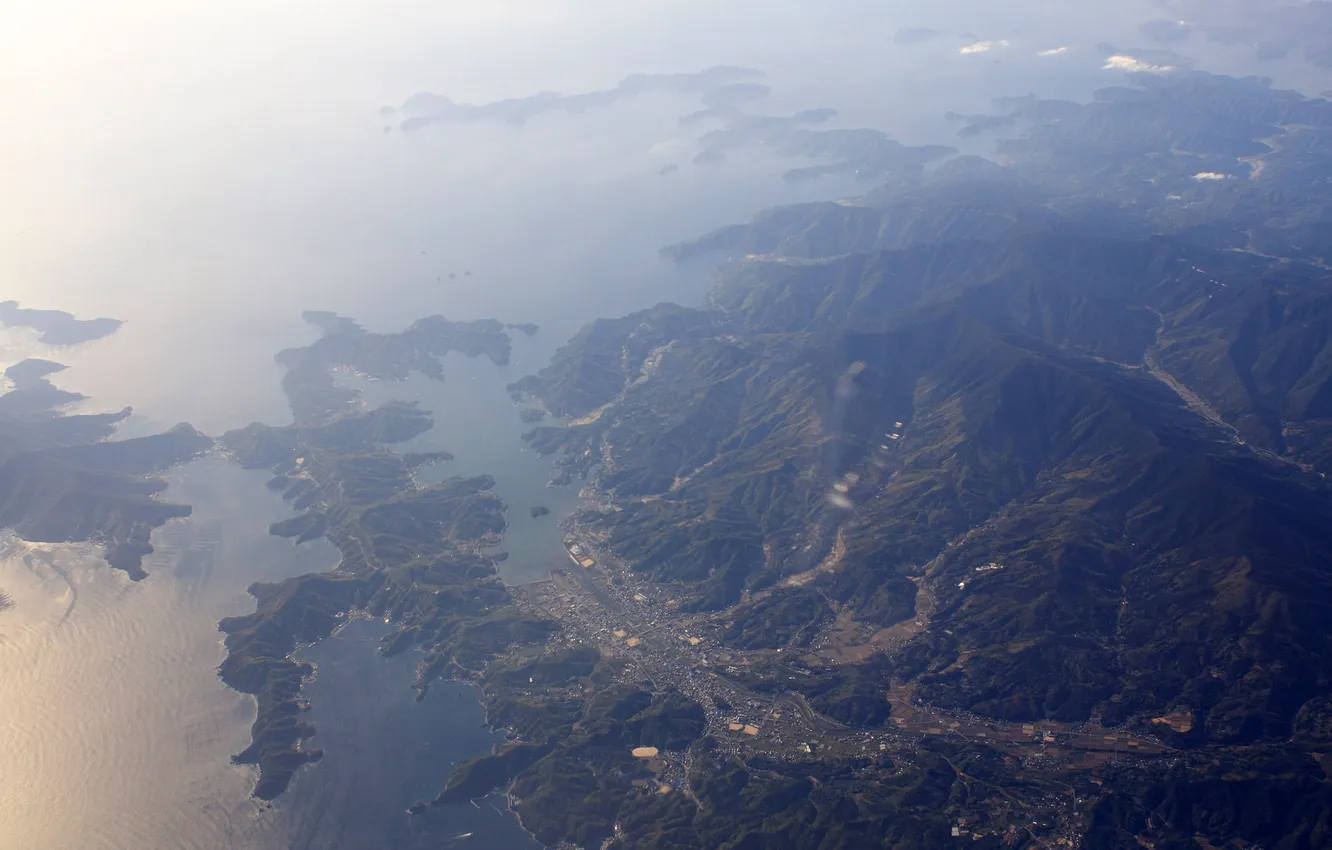 Photo wallpaper sea, mountains, the view from the top