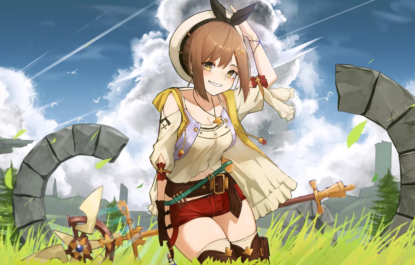 Wallpaper magpie, atelier, atelier ryza, reisalin stout for mobile and