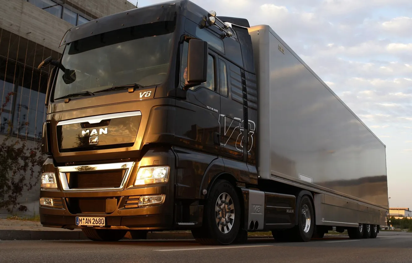 Photo wallpaper drives, the trailer, man, tractor