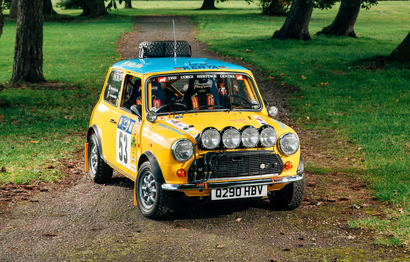 Photo wallpaper auto, Park, Safari, yellow, MINI, Mini Cooper Safari