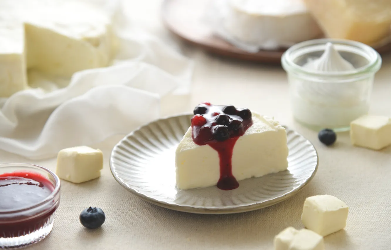 Photo wallpaper berries, jam, cheese