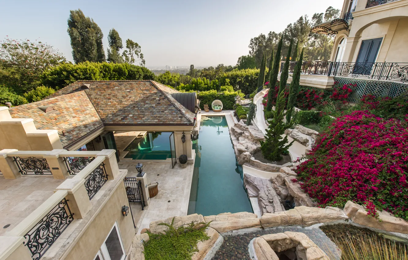 Photo wallpaper design, style, Villa, pool, garden, CA, architecture, Los Angeles