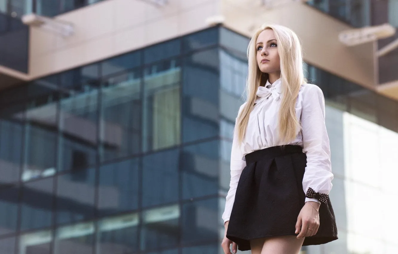 Photo wallpaper woman, blonde, skirt, pretty, Charming