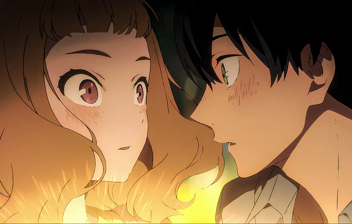 Photo wallpaper girl, surprise, anime, girl, guy, anime, high quality, blonde hair