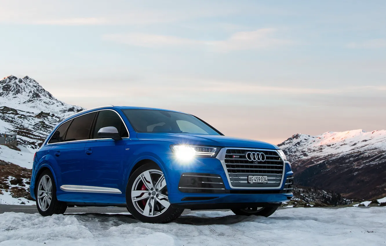 Photo wallpaper Audi, Blue, Snow, SQ7