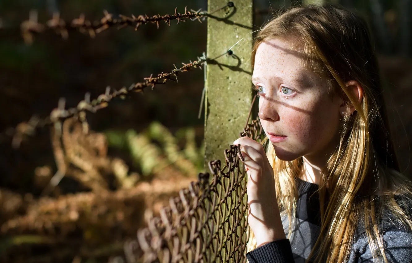 Photo wallpaper mood, the fence, girl