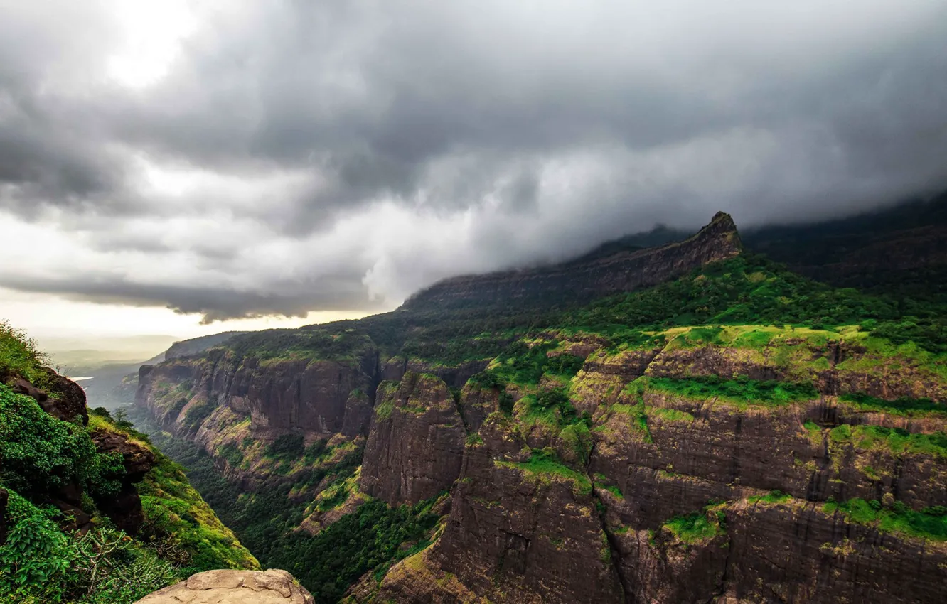 Photo wallpaper mountains, India, gorge, The Western Ghats