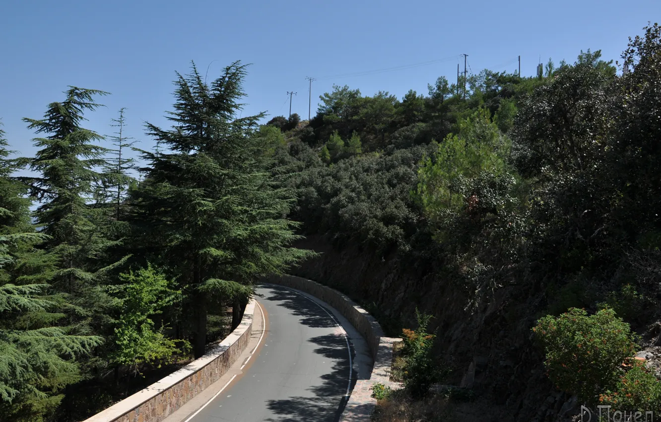Photo wallpaper road, ate, cypress, Cyprus, the mountain of Throni