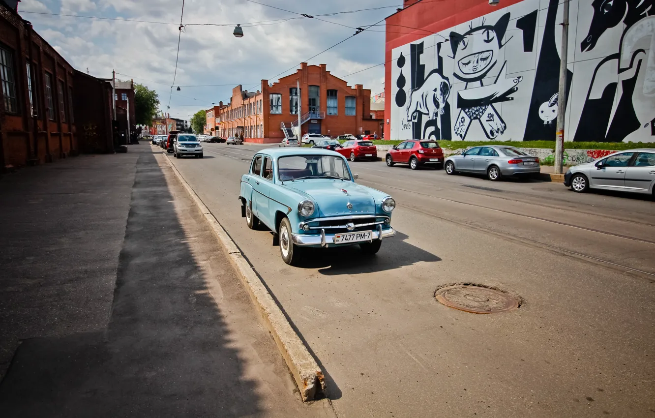 Photo wallpaper retro, USSR, moskvich, Minsk, Moskvich 407