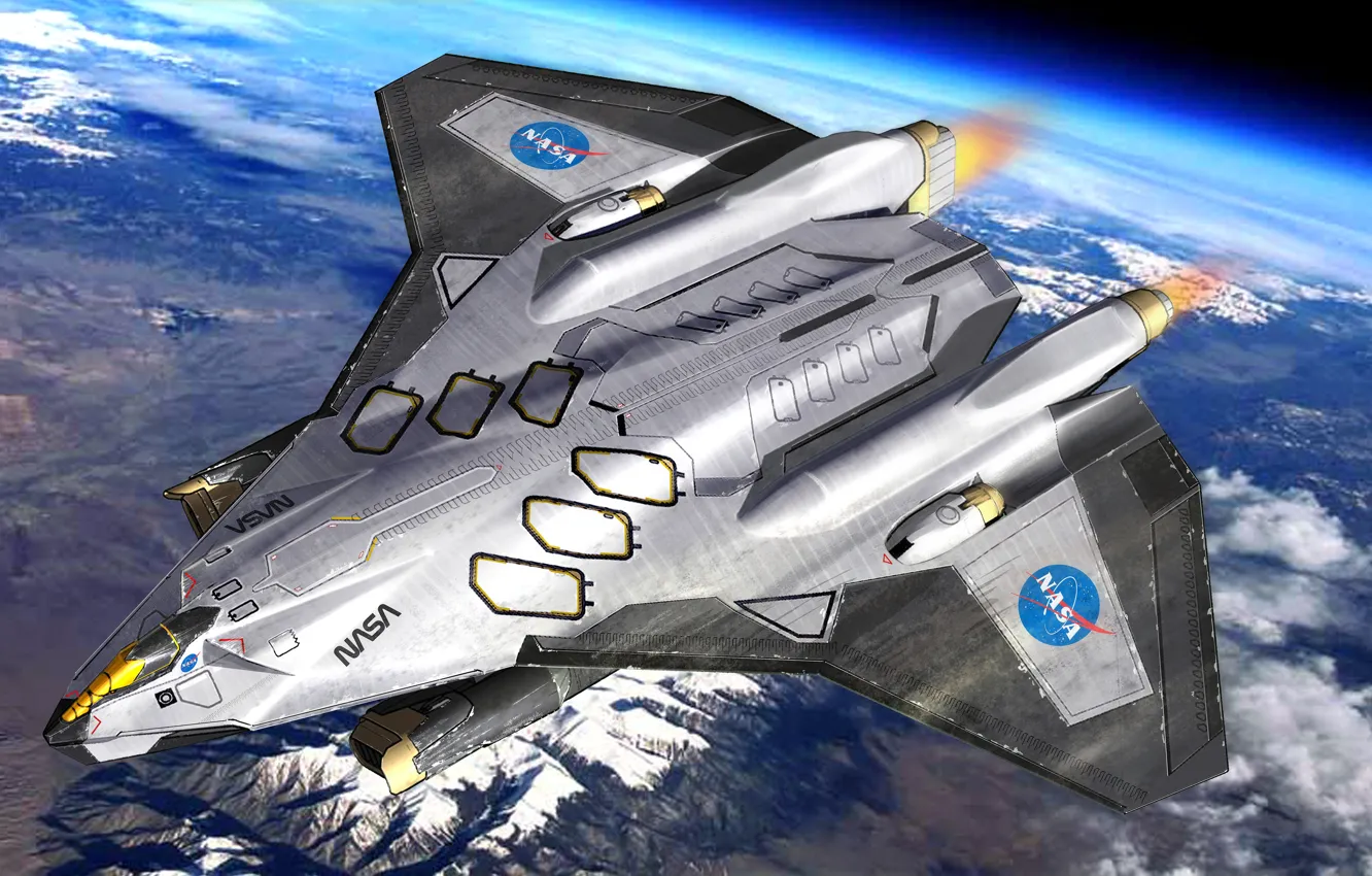 Photo wallpaper NASA, Earth, blue, Dropship, spaceship, Jason Hazelroth, Top render