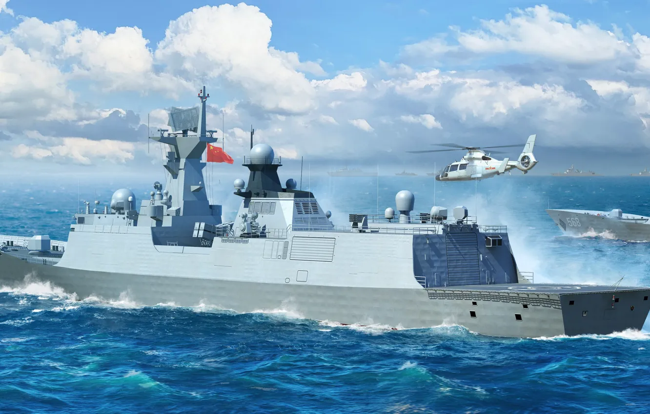 Photo wallpaper China, frigate, multipurpose, Huangshan, Li Lao, PLA Navy Type 054A FF