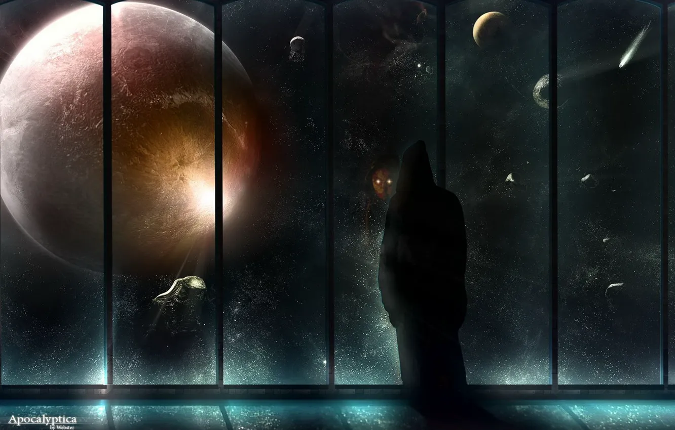 Photo wallpaper planet, window, evil