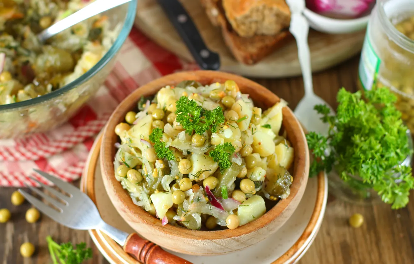 Photo wallpaper peas, parsley, salad, potatoes