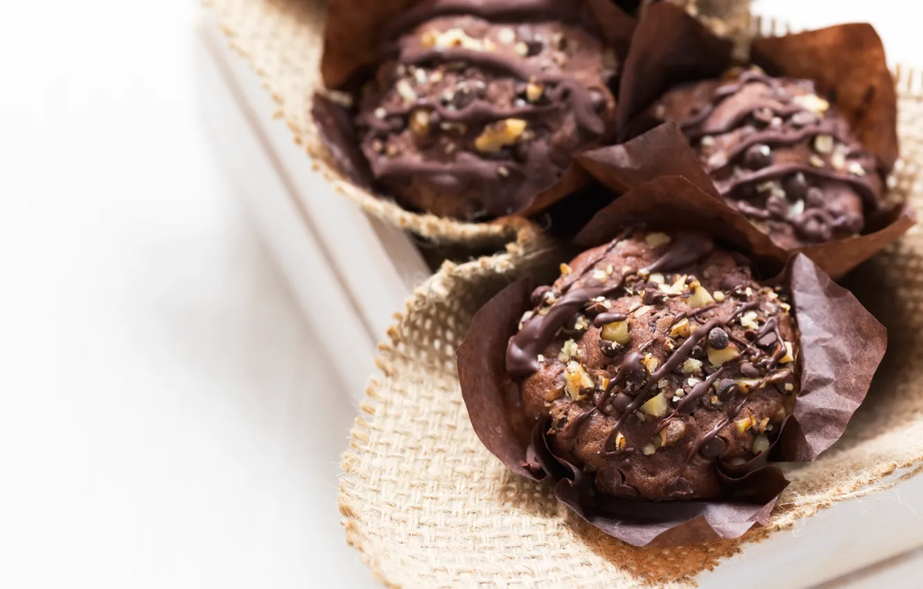 Photo wallpaper nuts, chocolate, walnut, muffins