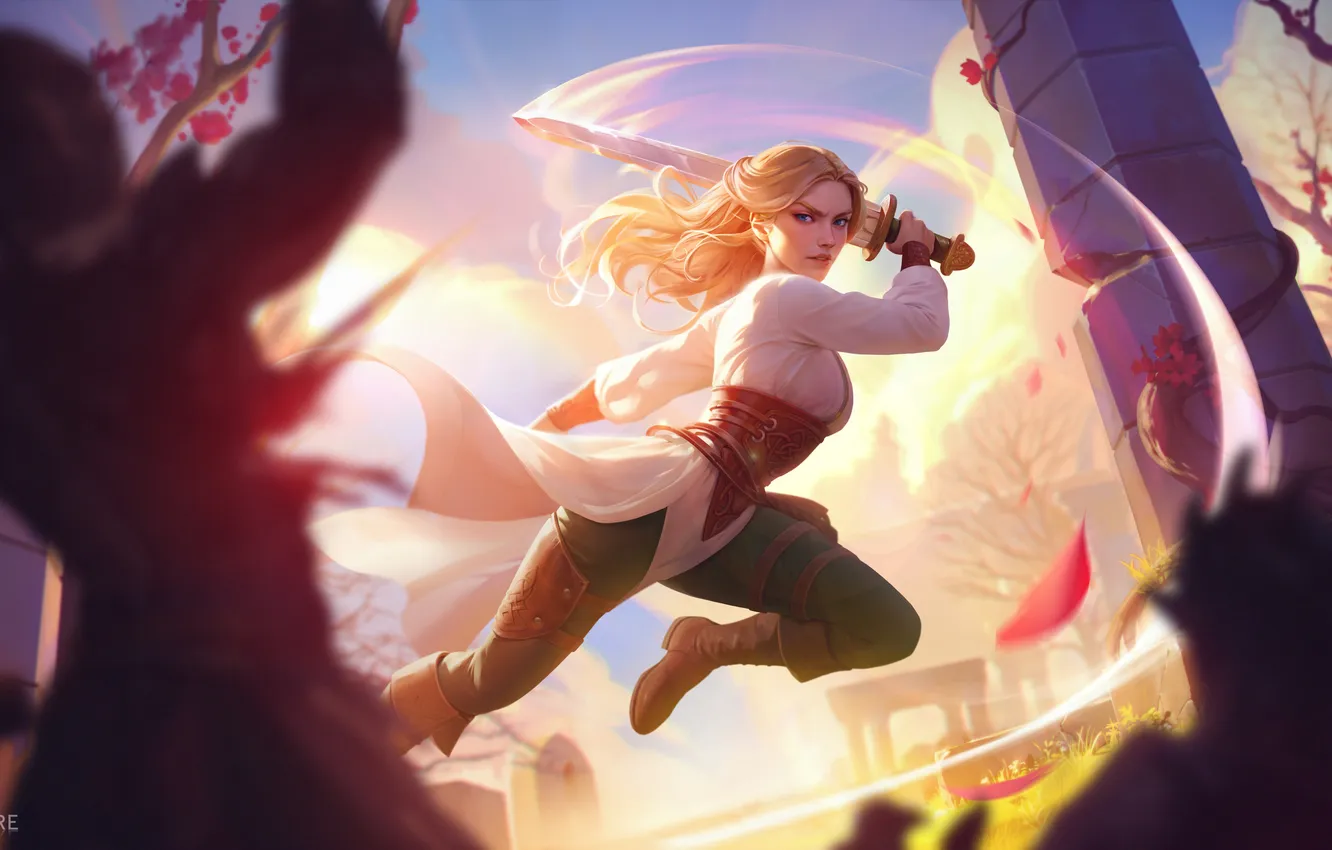 Photo wallpaper sword, The Lord of the Rings, digital art, fan art, artwork, ArtStation, Éowyn, Sophie Medvedeva