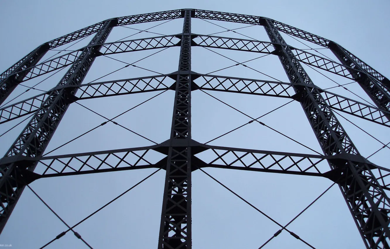 Photo wallpaper the sky, bridge, metal, mesh, design, structure