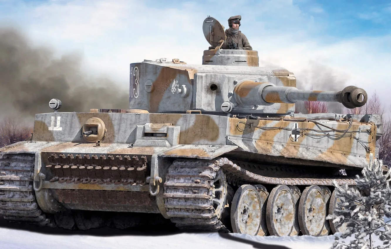 Photo wallpaper Tiger, German heavy tank, Panzerkampfwagen VI Ausf. H1, tigers in the snow