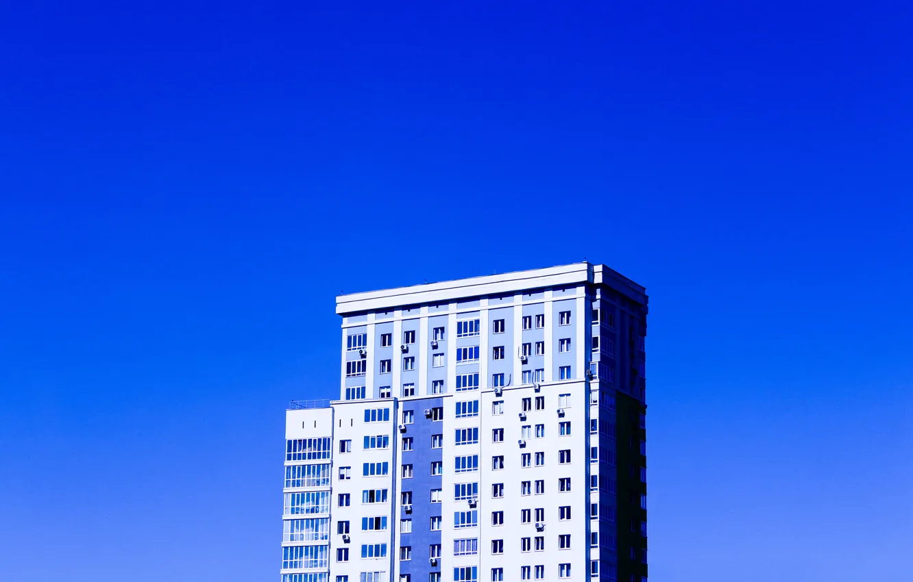 Photo wallpaper the sky, blue, the building, minimalism, architecture