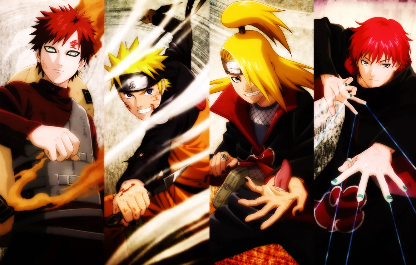 Photo wallpaper Anime, Naruto, Gaara, Deidara, Sasori
