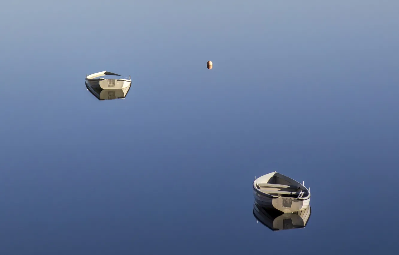 Photo wallpaper landscape, lake, boat