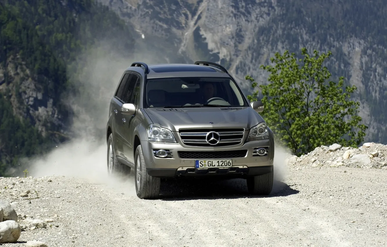 Photo wallpaper mountains, dust, jeep, SUV, mercedes-benz, Mercedes, cdi, paradontologa