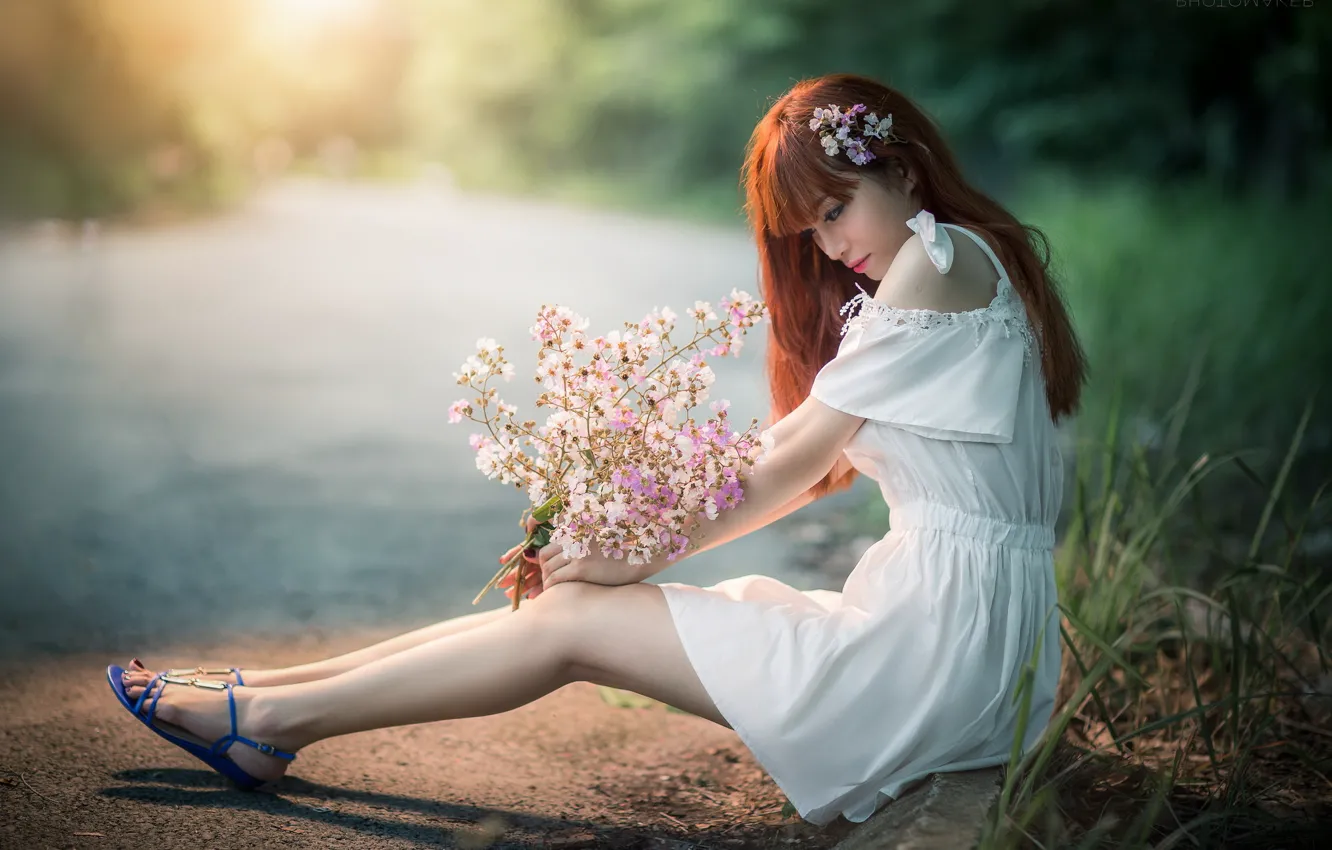 Photo wallpaper summer, girl, Asian