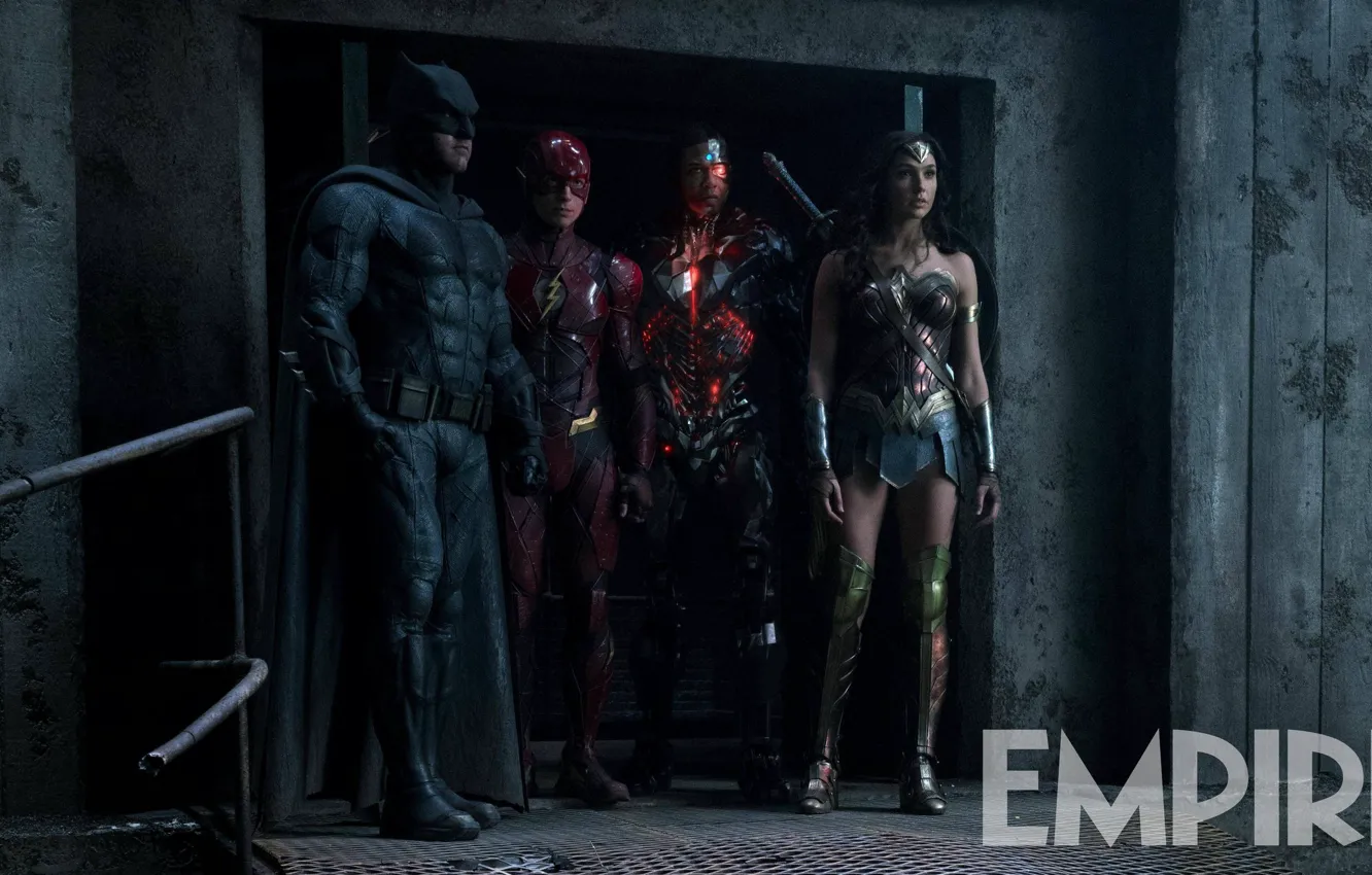 Photo wallpaper Wonder Woman, Batman, DC Comics, Flash, Gal Gadot, Justice League, Ben Affleck, Ezra Miller