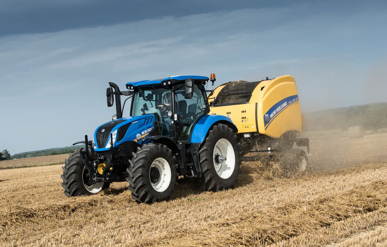 Photo wallpaper field, tractor, New Holland, T6.175