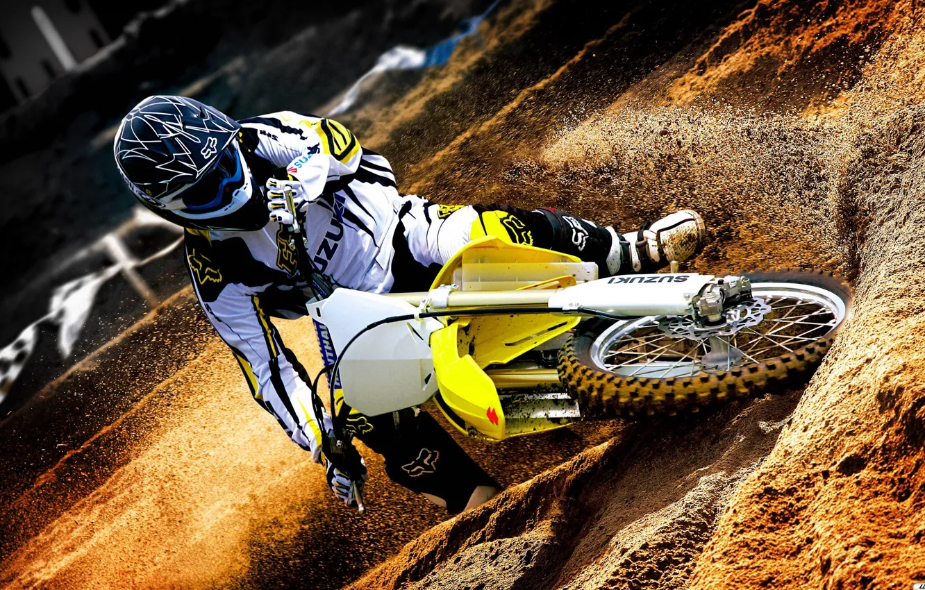 Photo wallpaper sand, Wallpaper, sport, wheel, dirt, costume, motorcycle, helmet