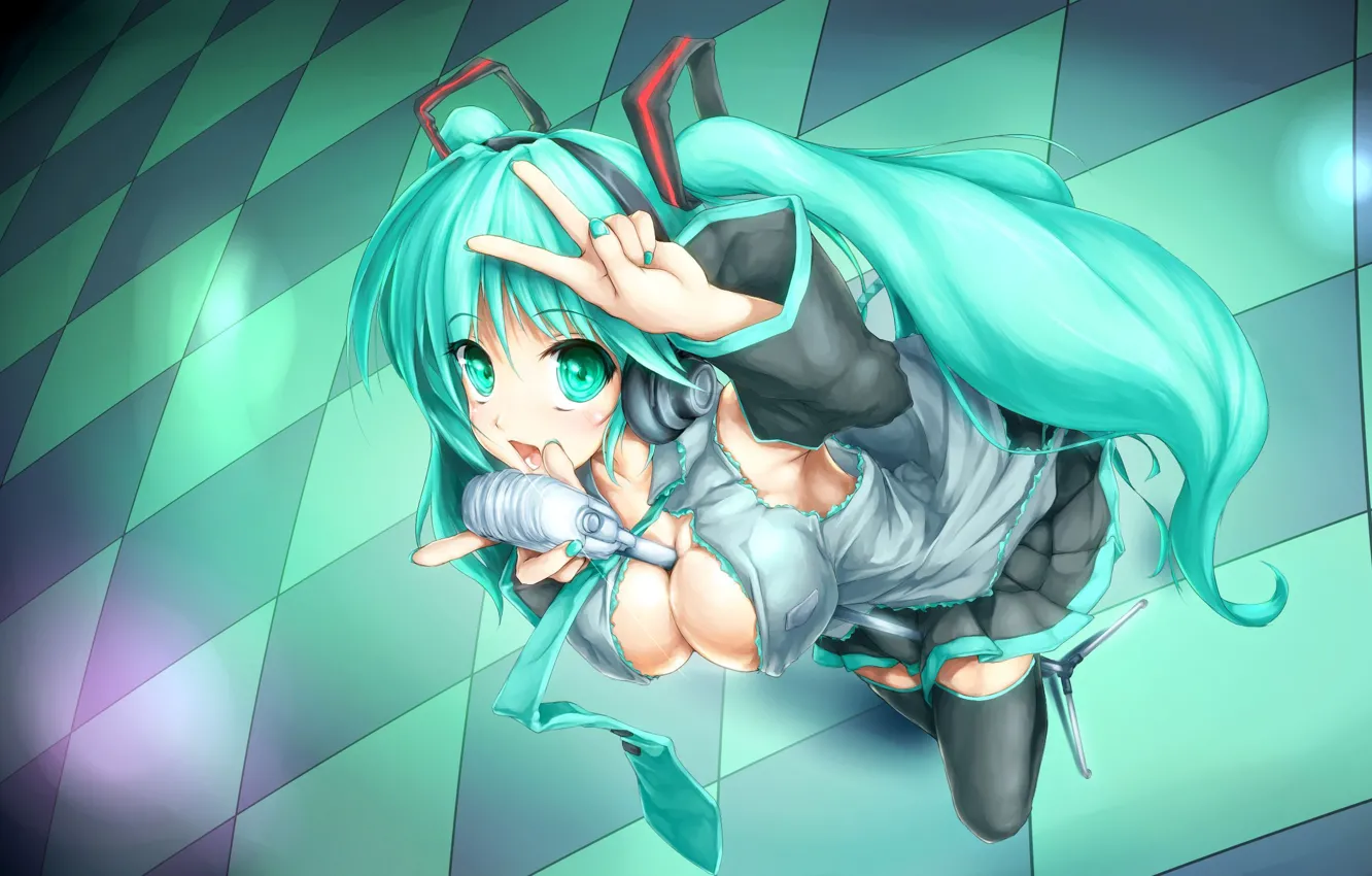 Photo wallpaper girl, hands, fingers, turquoise, Vocaloid