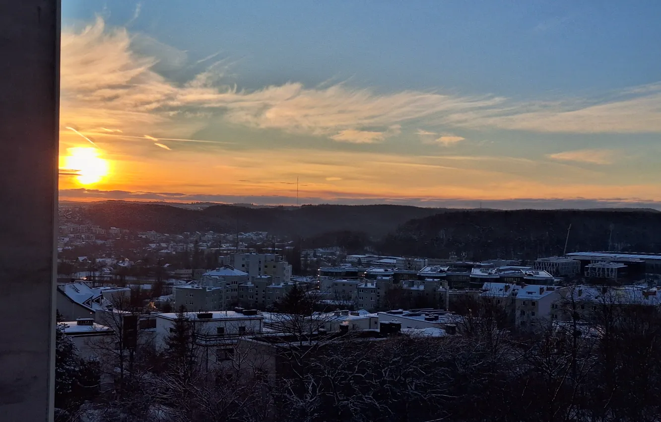 Photo wallpaper the sun, West, January