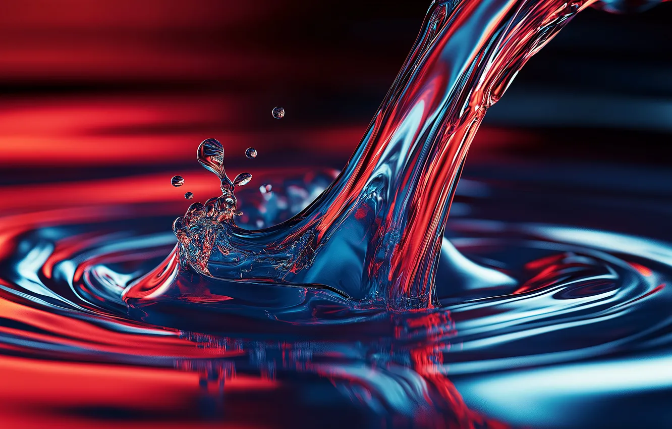 Photo wallpaper colorful, red, blue, liquid, AI Art, Pouring