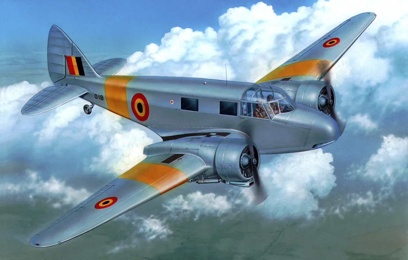 Photo wallpaper art, airplane, painting, aviation, Airspeed Oxford