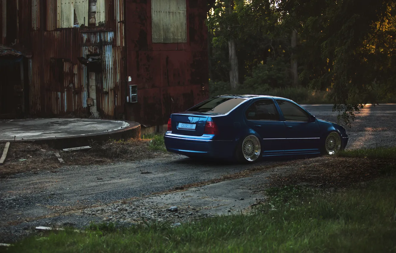Photo wallpaper blue, tuning, Volkswagen, blue, Volkswagen, jetta, MK4, Jetta