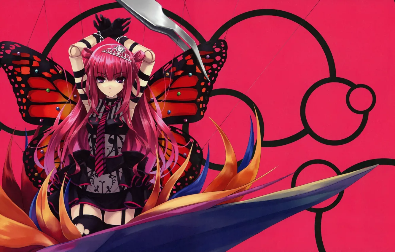 Wallpaper girl, anime, butterfly, pretty, japanese, sugoi, bishojo ...