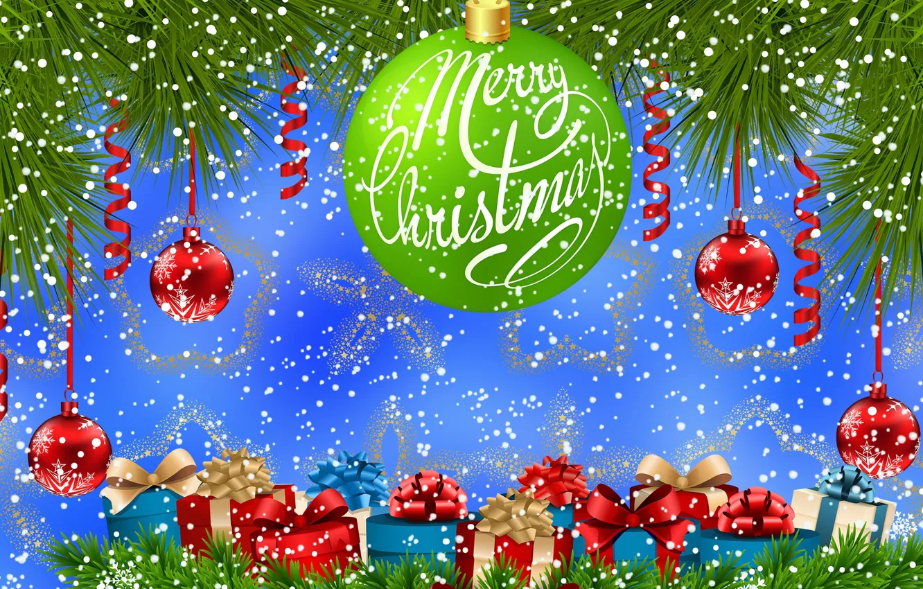 Photo wallpaper Graphics, Congratulations, Bombki, Gifts