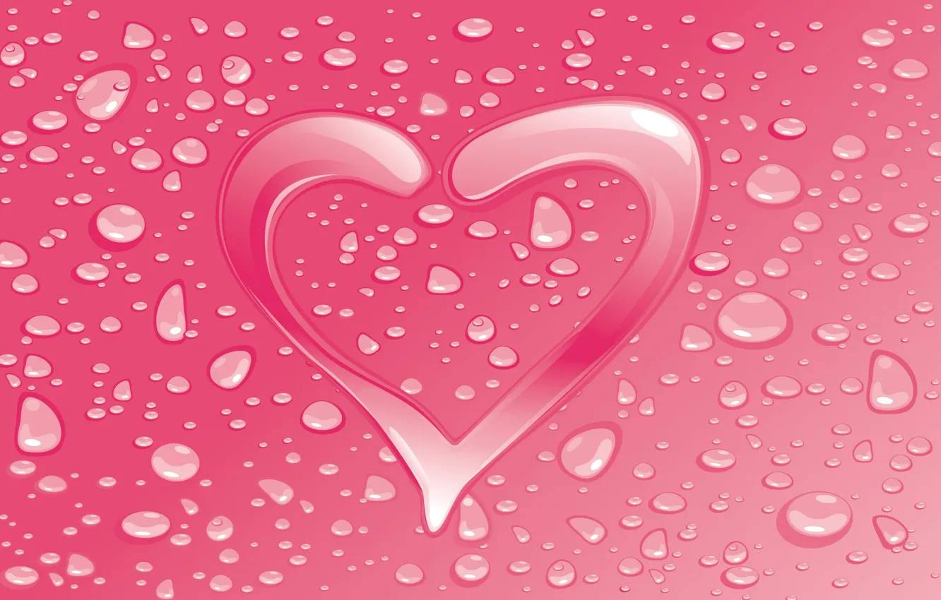 Photo wallpaper drops, heart, lovers, postcard, Valentine's day
