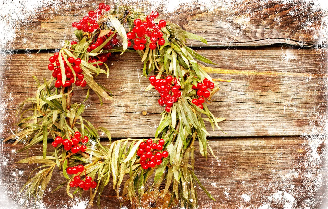 Photo wallpaper frost, Board, wreath