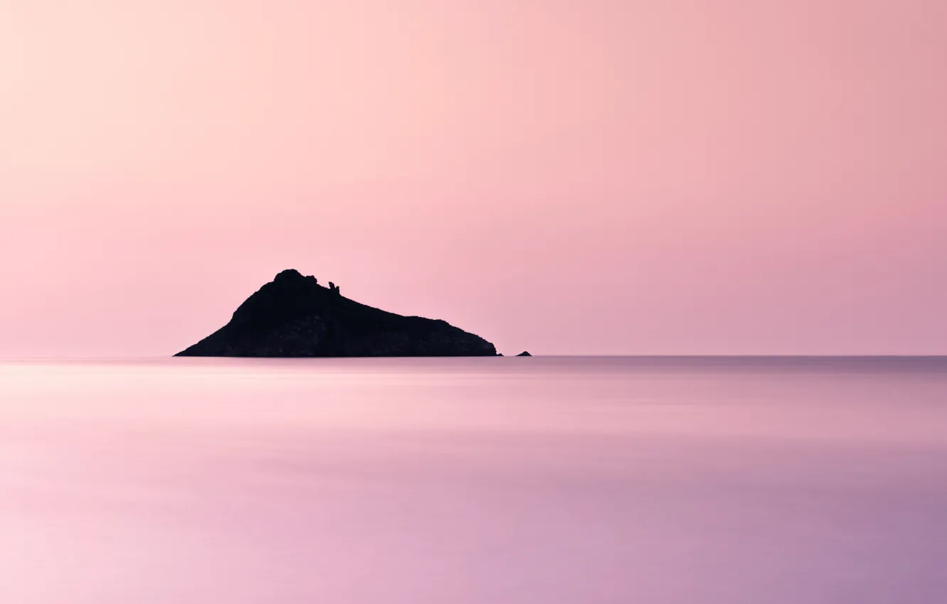 Photo wallpaper sea, rock, island, horizon, silhouette