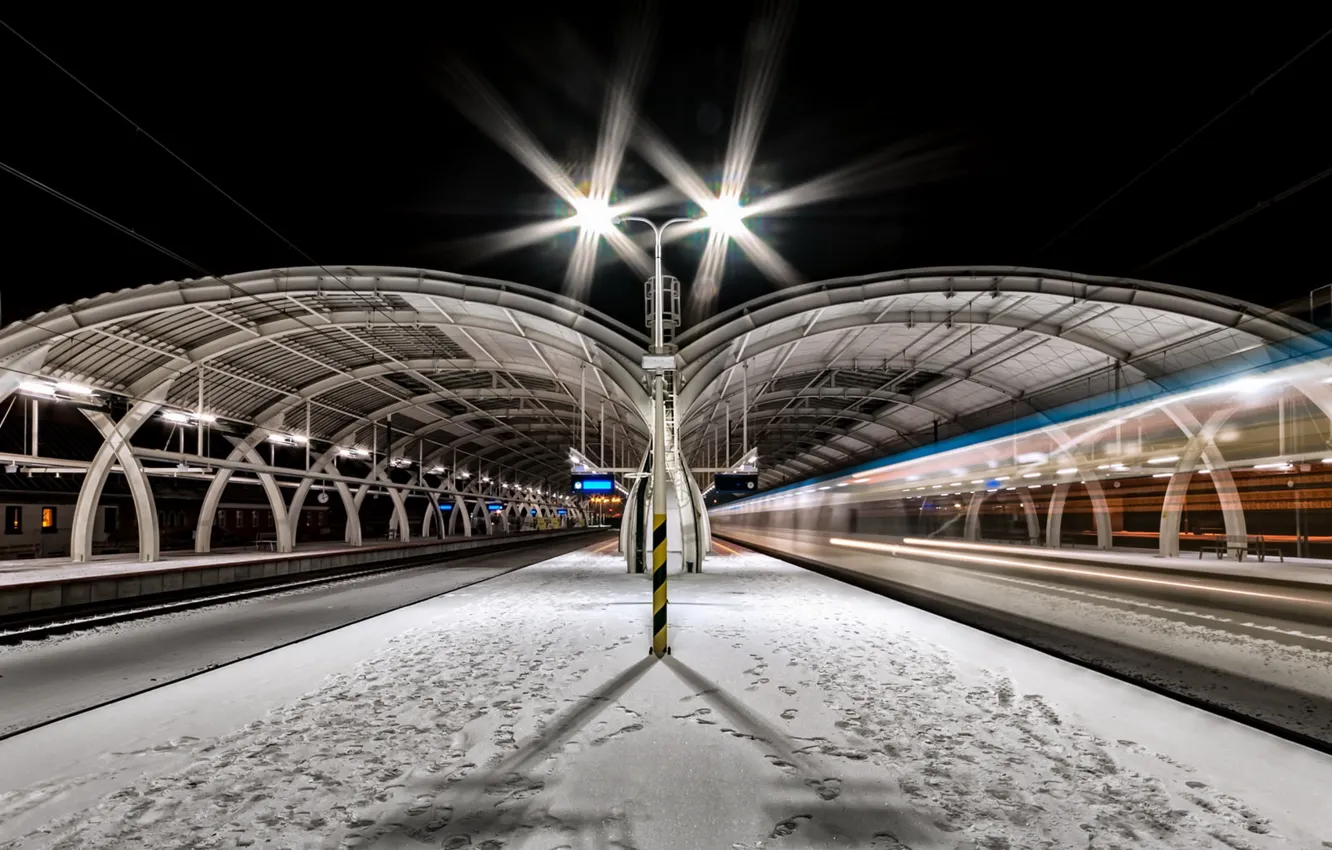 Photo wallpaper night, the city, Railway station, Voronezh