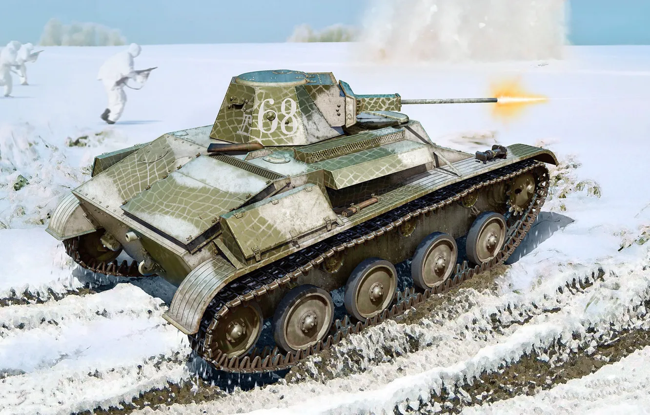 Photo wallpaper The red army, The Red Army, Soviet light tank, The Soviet Army, T-60, The worker-peasant …