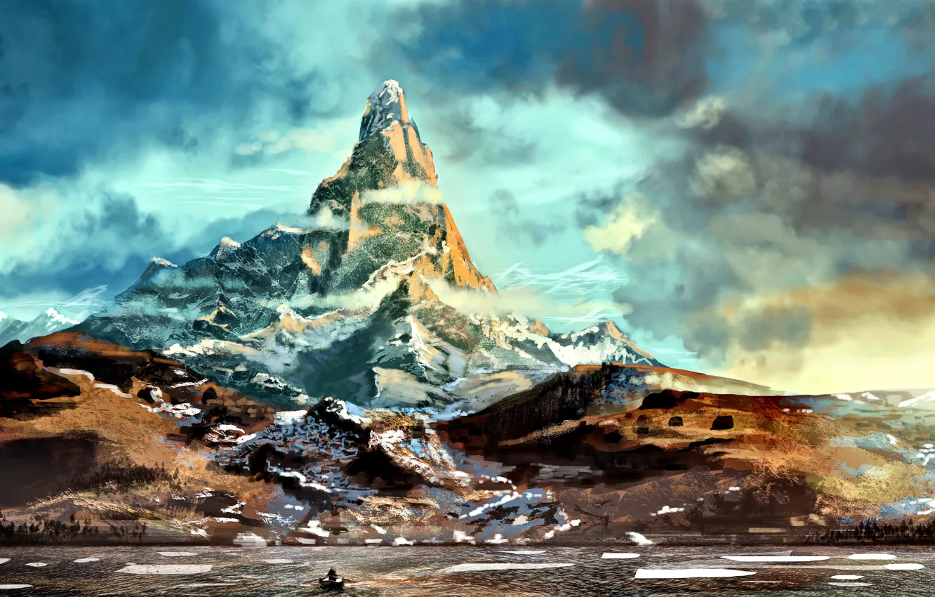 Photo wallpaper art, The Hobbit, Erebor, Middle earth, Lonely Mountain