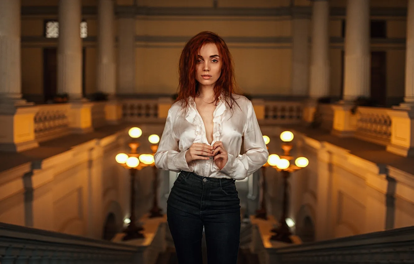 Photo wallpaper Girl, Look, Light, Hair, Beautiful, Red, Anastasia Rojf
