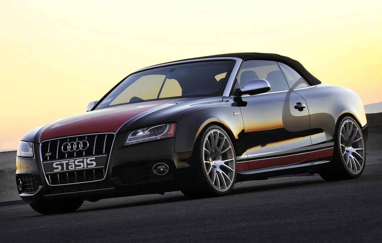 Photo wallpaper road, auto, the sky, sunset, Audi, Audi, the evening, convertible