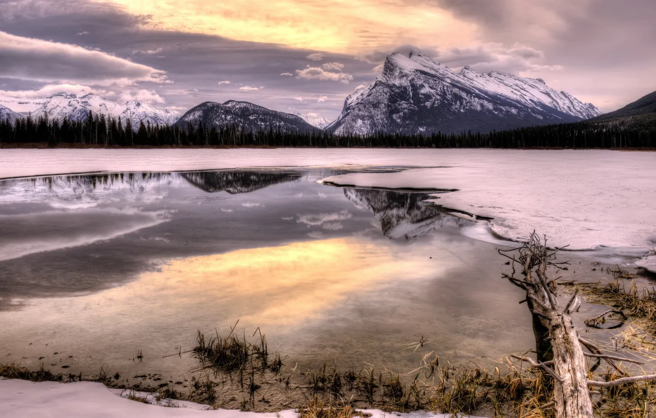 Photo wallpaper landscape, mountains, lake