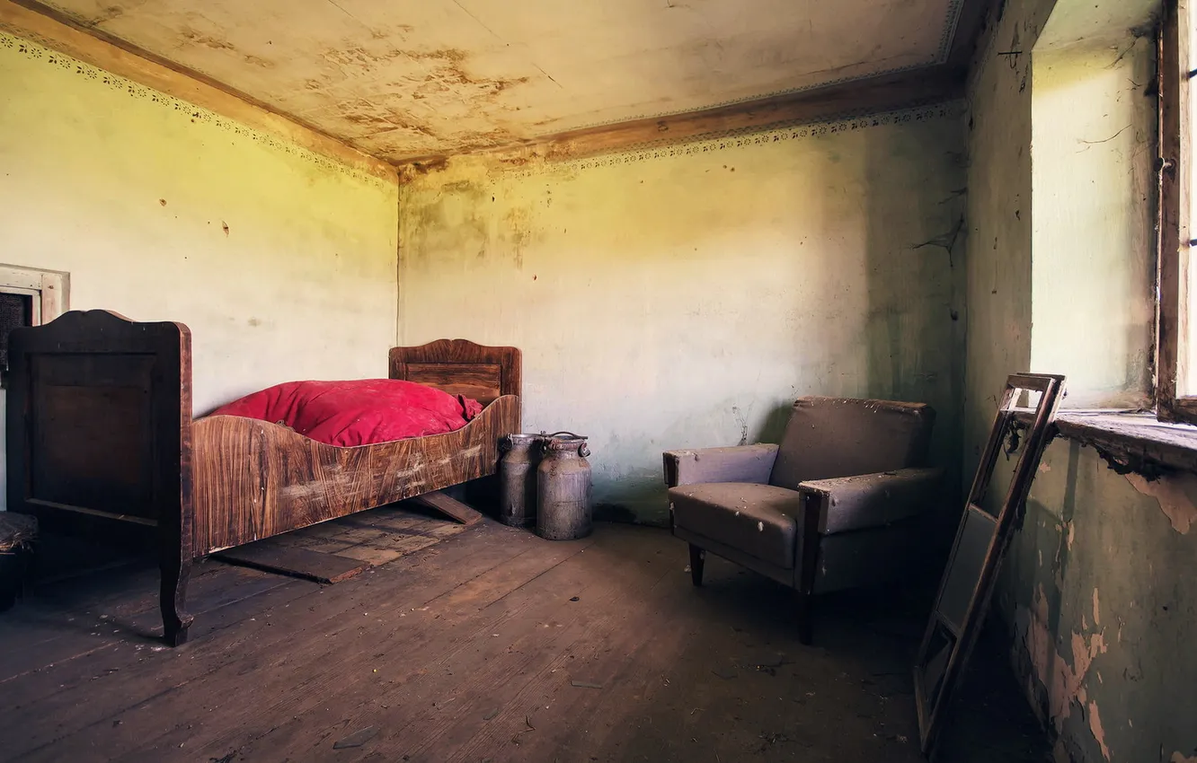 Photo wallpaper room, bed, window