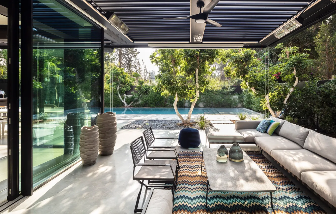 Photo wallpaper Villa, pool, terrace, living room, Israel, Israel, Tel Aviv, Tel Aviv