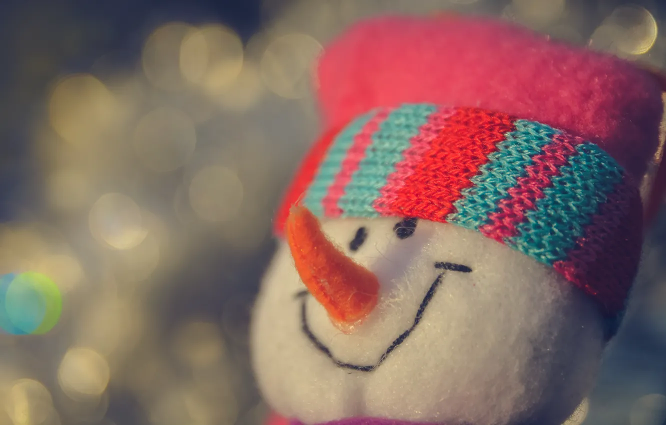 Photo wallpaper macro, smile, background, toy, new year, snowman