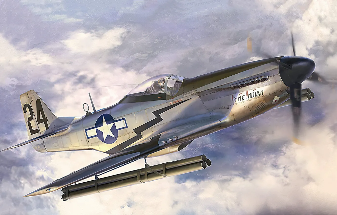 Photo wallpaper art, airplane, aviation, P-51D Mustang
